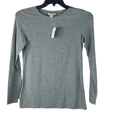 Style & Co Small Top Long Sleeves Stretch Crew Neck Gray Heathered New