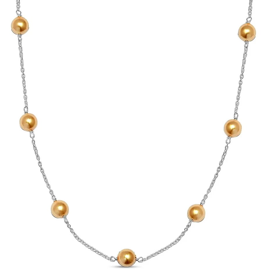 Gold Pearl Crystal Necklace (Size - 20) in Sterling Silver. - Image 2 of 4