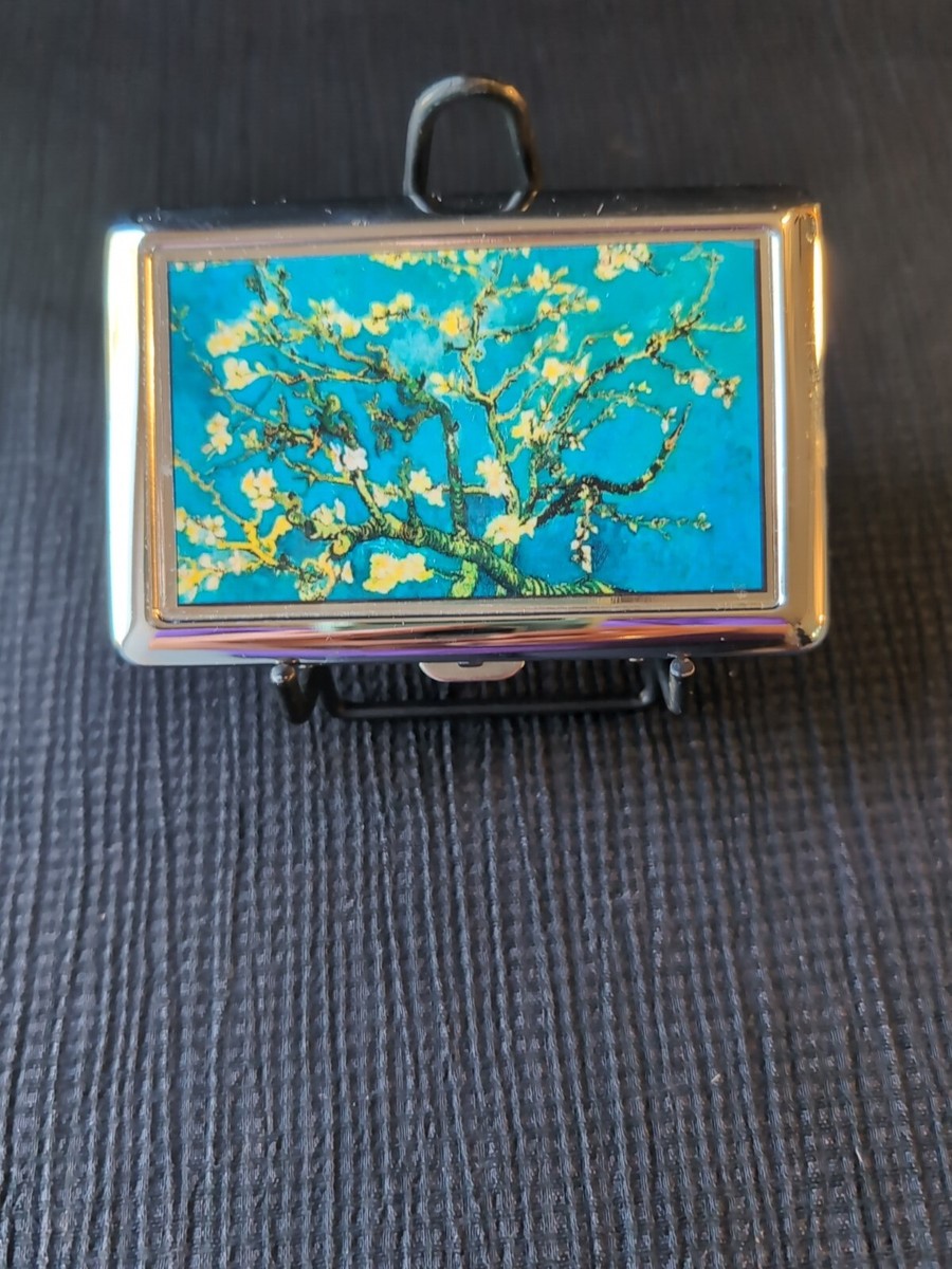 14 CIGARETTES CASE box Van Gogh blossom paint card ID holder Pocket