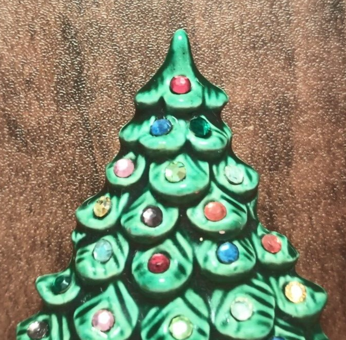 Vintage Ceramic Lighted Christmas Tree PIN Brooch eBay