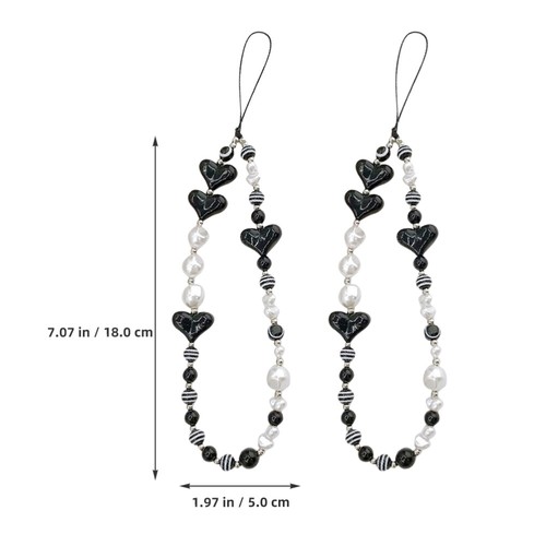 2 Pcs Love Mobile Phone Chain Beaded Cellphone Lanyard Charm Straps - 第 8/12 張圖片