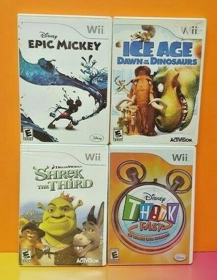 Nintendo Wii Wii U Disney Game Lot Ice Age Shrek Epic Mickey Disney Think Fast