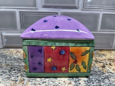 SANGO SWEET SHOPPE CHRISTMAS SQUARE CANDY TRINKET GOODY BOX W/ LID DC & EX!