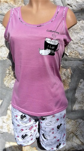 PYJAMA DEBARDEUR + SHORT. 3 COLORIS. 5 TAILLES. - Picture 4 of 4
