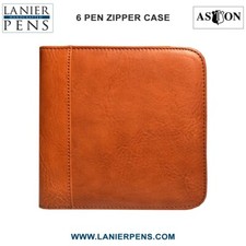 Estuche para bolígrafos de cuero Aston con cremallera para coleccionistas - Estuche para 6 bolígrafos bronceado