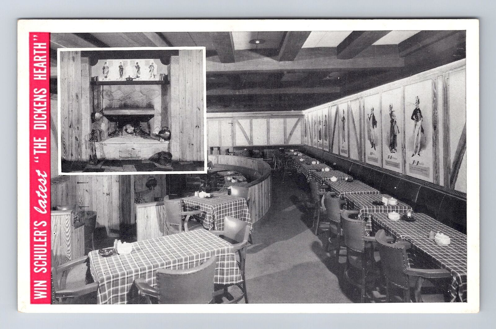 Vintage Marshall MI Michigan Win Schulers The Dickens Hearth Postcard