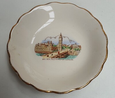 Vintage Ashley Clough Buckfast Potteries Devon Big Ben Souvenir Dish c1953-58