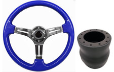 Blau Chrom TS Lenkrad + Boss Kit f&uuml;r FORD MAVERICK 004