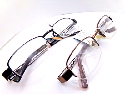 2 pair Bifocal Reading Glasses Premium semi rim Spring temples readers  +2.50