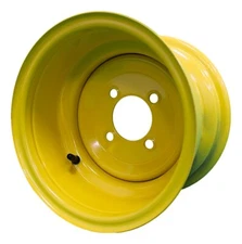 Set of 2 10x7 Wheels, John Deere Yellow, 4 Pitch Circle Diameter