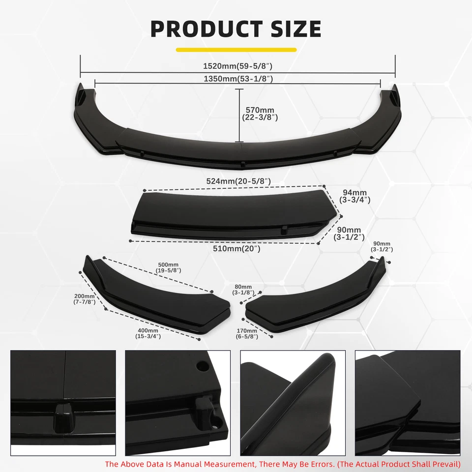 For Mazda Protege 323 Mazda3 Gloss Front Bumper Lip Splitter Spoiler Strut Rods - Image 2 of 4
