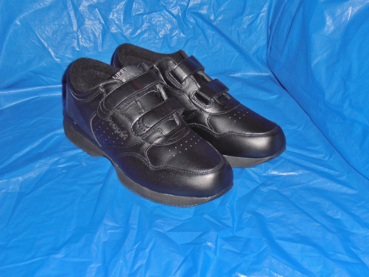 Propet Life Walker M3705 Mens Black Leather Hook Loop Walking Shoes Size 12 M D Propet Lifewalker Strap Walking Shoes Mens 11.5W Black  main image 3