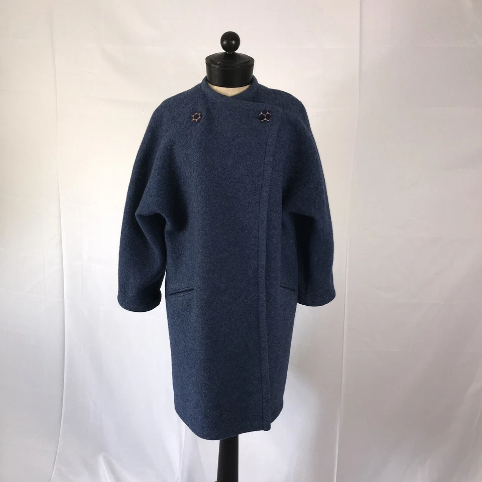 Geoffrey Beene Vintage Blue Wool Car Coat - Image 2 of 4