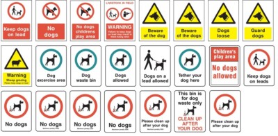 2er Pack | Hundekontrollschilder - keine Hunde | Hunde an der Leine führen | Bußgelder gelten