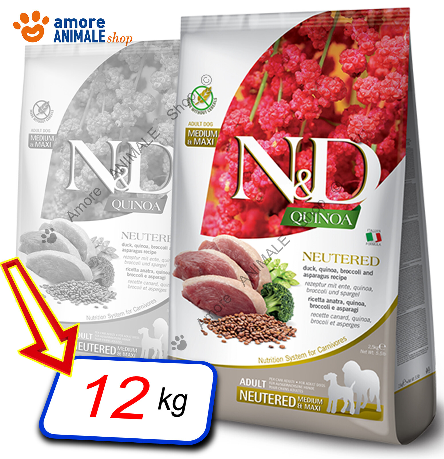 Cibo per Cani Sterilizzati Farmina N&D Quinoa Neutered 12 kg - Anatra