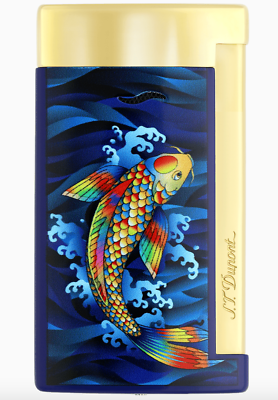 ST DUPONT KOI FISH BLUE GOLD ACCENTS LINE D ROLLERBALL PEN 422005L