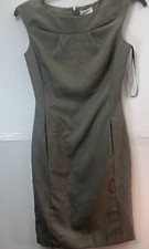 CALVIN KLEIN Women's cap sleeve gray sheath dress Sz 2 Career Formal Sleeveless