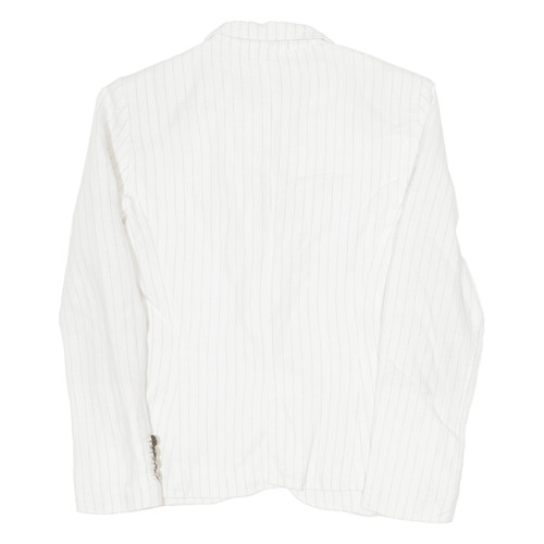 ZARA Womens Blazer Jacket Cream Linen Striped S - Picture 3 of 6