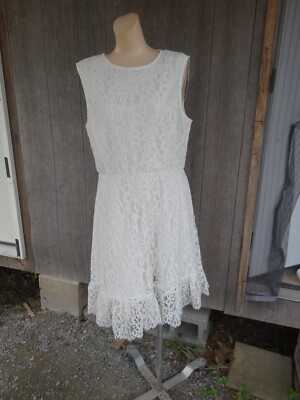 NWT Draper James A Line Lace Eyelet Flounce Dress Willow White 12 Washable  $175 | eBay