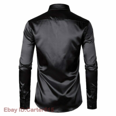 blue dress for baby girl FORMY NIGHT BLACK LUXURY SATIN COTTON SHIRT FOR MEN'S – Urban Jungly main image 1