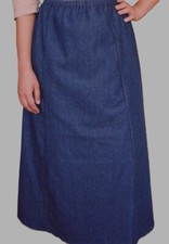Ladies Plus panel denim skirt long full modest navy blue jean S M L XL 1X 2X 3X