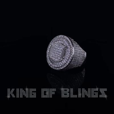 White Sterling Silver11.50ct Cubic Zirconia Men's Adjustable Ring