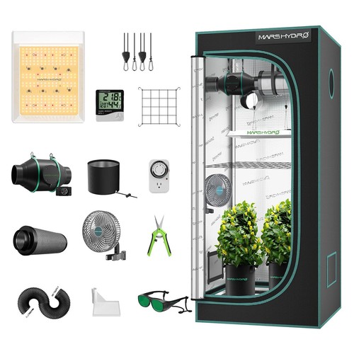 Mars Hydro TS 600 LED Grow Light+60X60cm Grow Tent Kit+Fan Carbon Filter Timer - Picture 2 of 22
