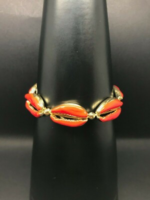 String Cowrie Sea shell Red and Gold Bracelet or Anklet Beach Theme Trendy