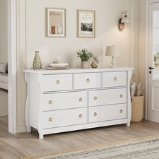 7 Drawers Dresser Wood Storage Chests with Curved Legs for Bedroom,3/6 Drawers