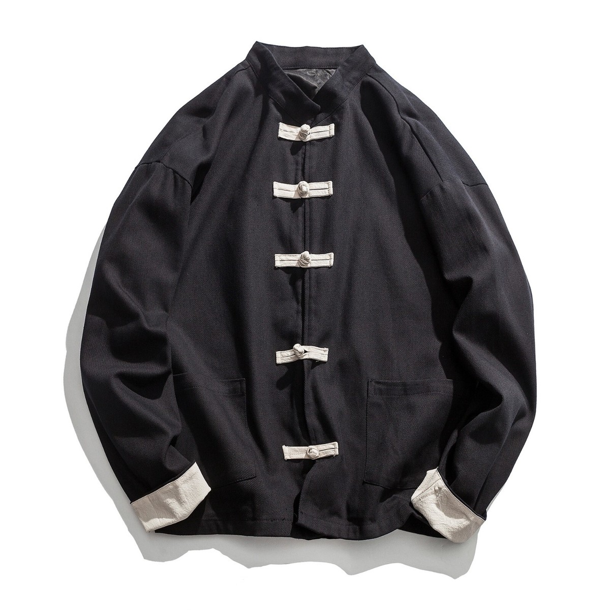 ジャケット・アウター 90's Traditional Black Kung Fu Jacket New Men's Chinese Kung Fu Style Black Jacket with