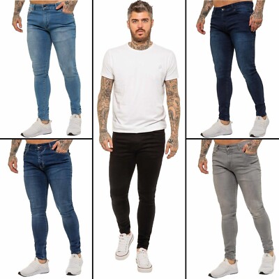 Enzo Slim Fit Jeans Herren Skinny Stretch Flex Denim Baumwolle Hose UK Größen