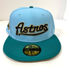 Houston Astros MLB NE Cooperstown 45th Anniv. Side Patch Fitted Hat ~Blue/Gold