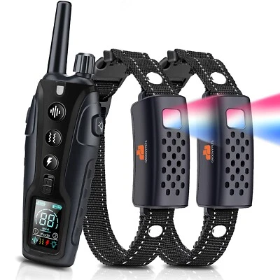 GROOVYPETS Color LCD 1100 Yd Remote Dog Training Shock Collar for 2 Small Medium Large Dogs
