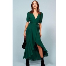 Reformation Bonnie Wrap Maxi Dress Green XS
