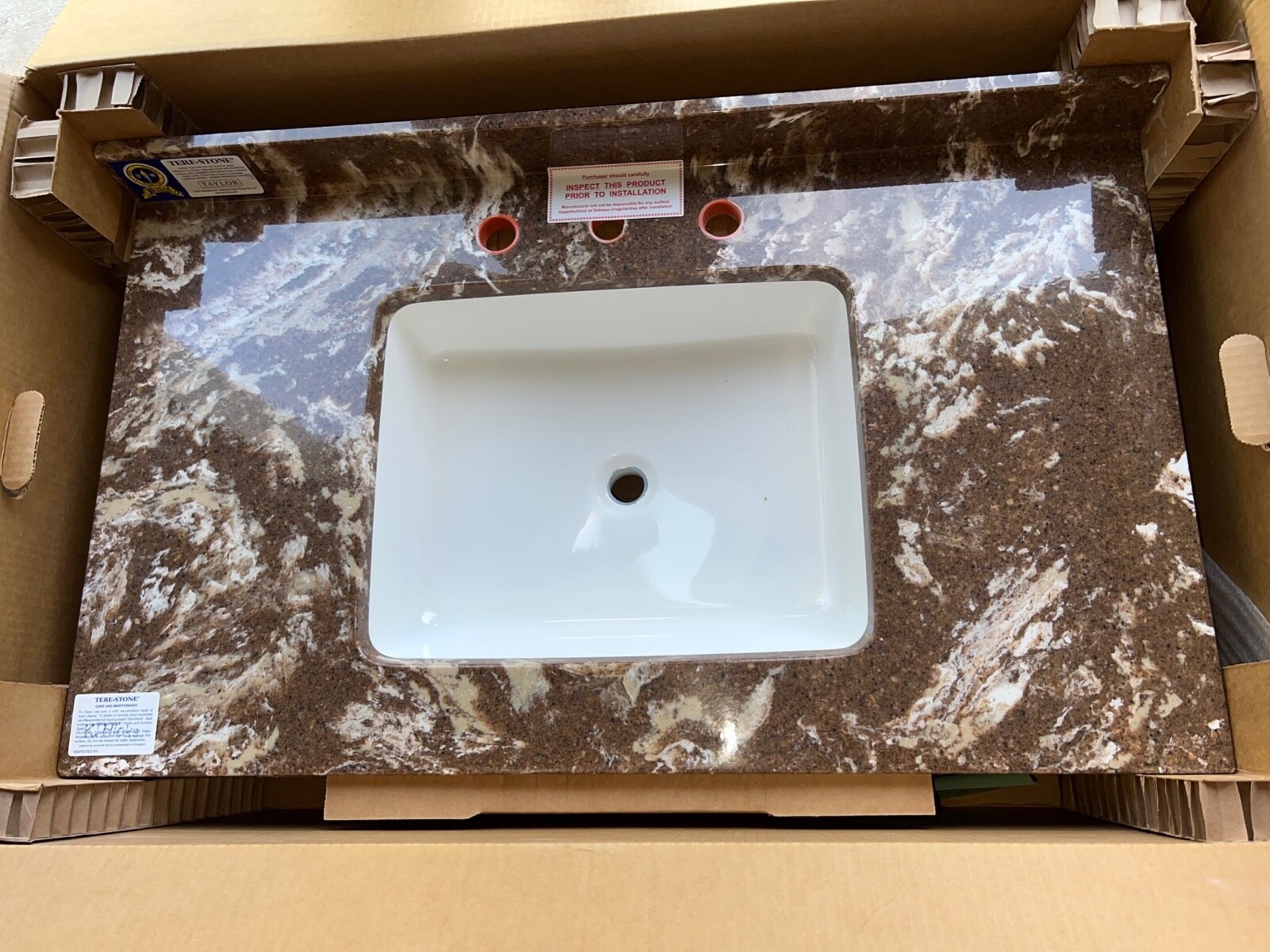 Vanity top with integrated Sink and Backsplash (Open Box) by TERESTONE