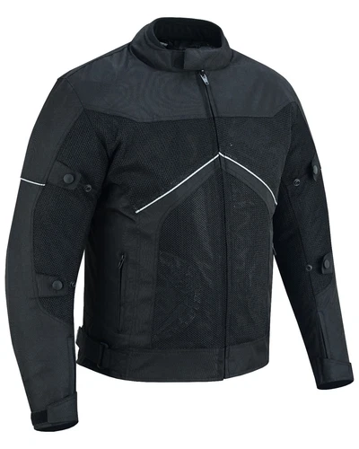 Mens Summer Mesh Motorcycle Jacket Black Textile CE Armour Ventilated