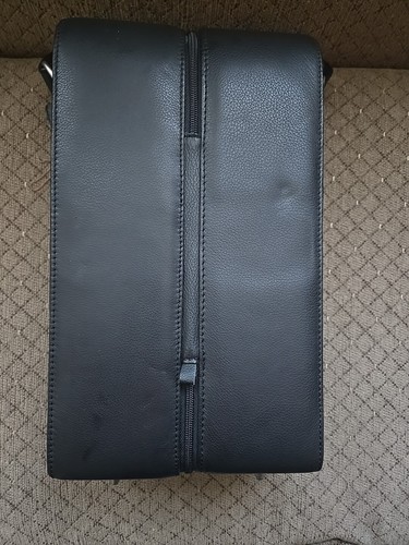 Weinflaschentragetasche - schwarzes Leder mit Reißverschluss - für 2 Flaschen - Bild 6 von 10