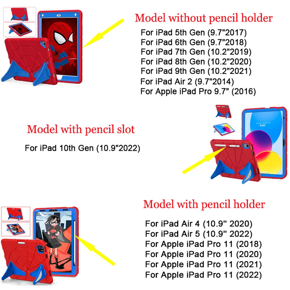 Funda con soporte a prueba de golpes para niños para iPad 11º 10º 9º 8º 7º 6º 5ª generación A16 Foto 2 de 4