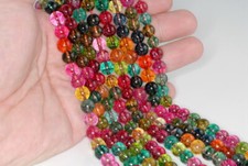 8MM MULTI COLOR QUARTZ GEMSTONE ROUND LOOSE BEADS 7.5"
