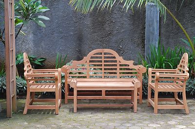 Lutyens 4Pc Set Premium Grade A Teak, 65''  Bench, 2 Chairs & Table Sale