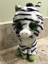Ty Beanie Boos Zig Zag Zebra Plush Black White Green Big Glitter Eyes 2011 6