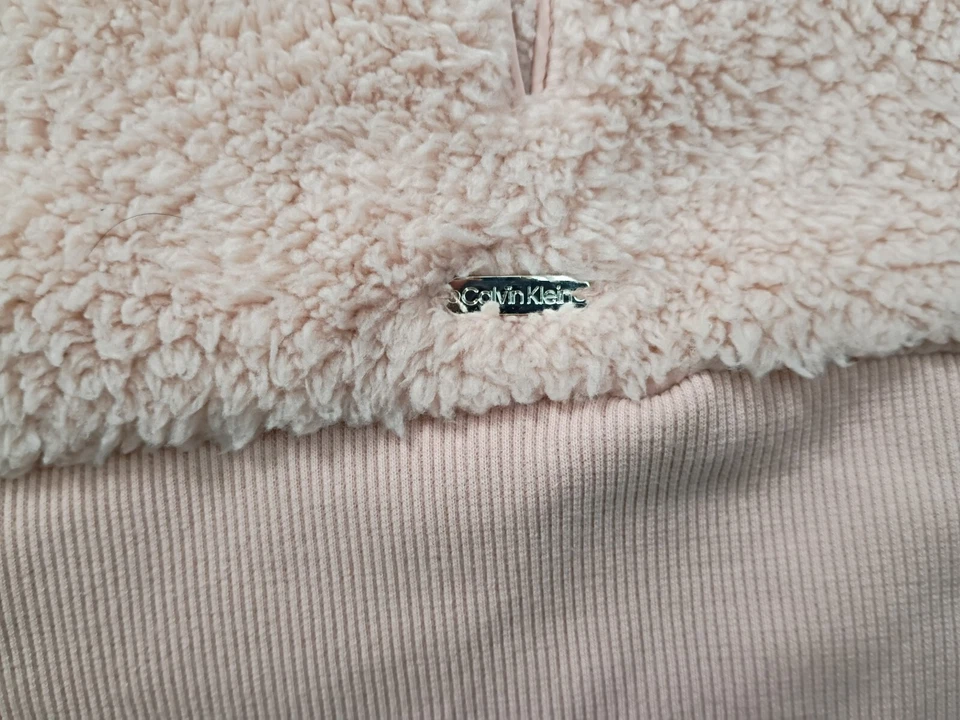 Calvin Klein Mujer Cremallera Completa Vellón Sherpa Peluche Acanalado Puño Rosa Acogedor - Talla L Foto 3 de 4
