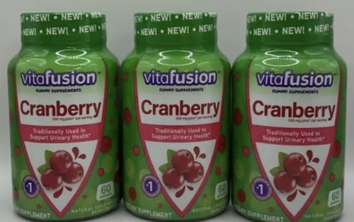 SET BESTEHEND AUS 3 Vitafusion Gummirgänzungen Cranberry 60CT EA Unterstützung Ablaufdatum 03/2026 A4