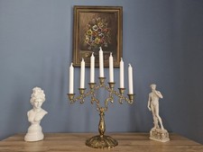 Antiker 7-armiger Messing Kerzenst&auml;nder/ Kandelaber -massiv- Barock/Rokoko 35 cm