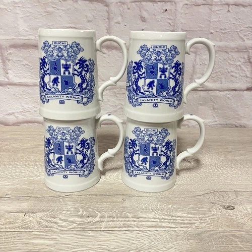 Calamityware 20oz CALAMITY WORLD Beer Stein Don Moyer 2021 4pc Lot Blue White
