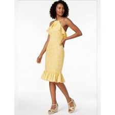 MICHAEL Michael Kors Yellow Floral Halter Ruffle-Trim Dress SP