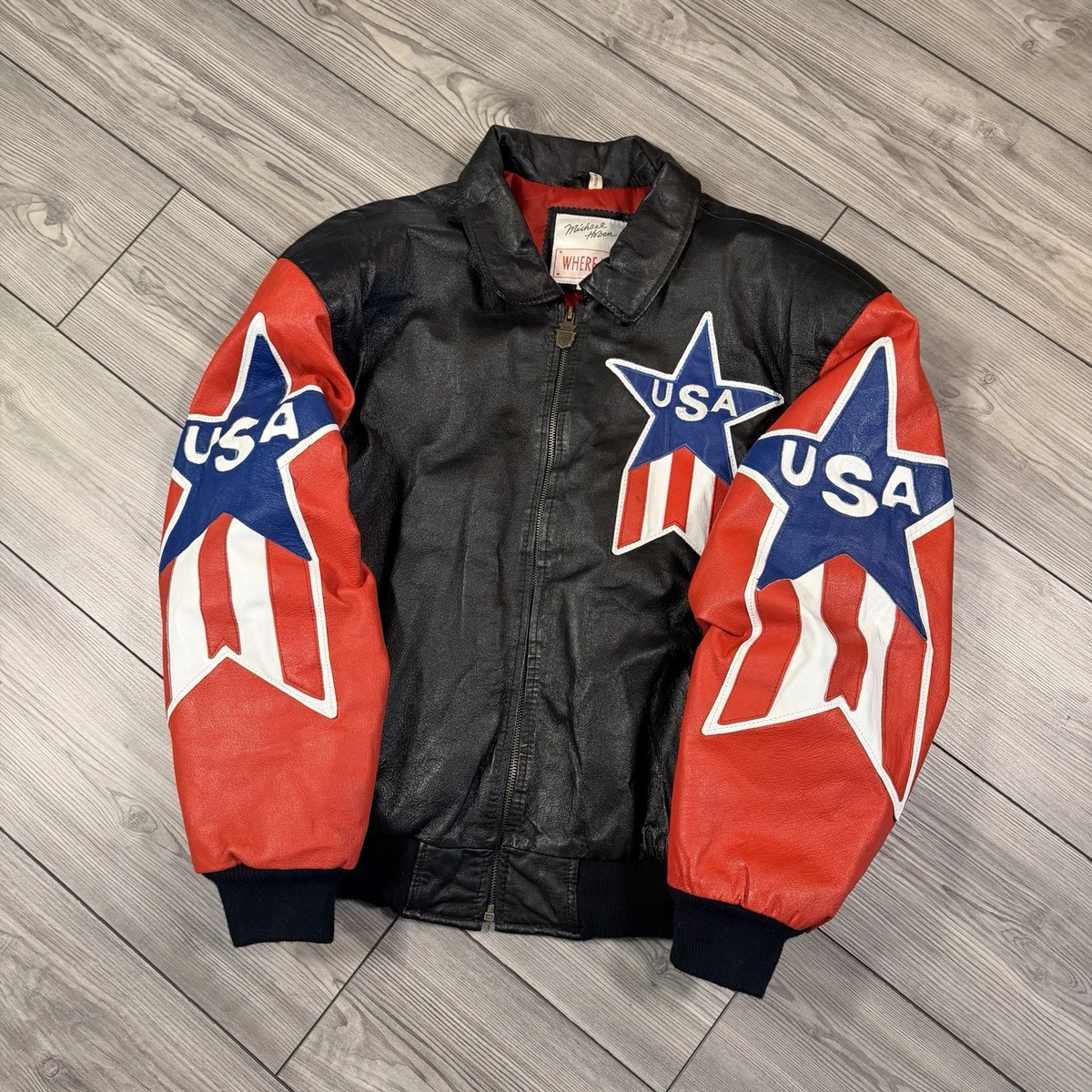 【米国製】MICHAEL HOBAN レザージャケット M カーキ 本革 Michael Hoban Usa Leather Jacket for sale | eBay