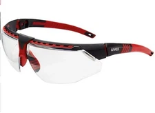 UVEX Avatar Adjustable Safety Glasses S2860HS, Black/Red, Hydroshield Clear Lens