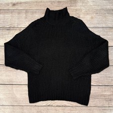 American Eagle Outfitters Black Mock Neck Chunky Knit Sweater Womens S Oversized