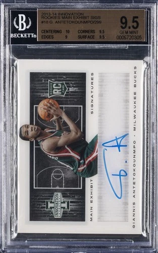 2013 INNOVATION ROOKIES SIGS #18 GIANNIS ANTETOKOUNMPO RC /299 BGS 9.5 AUTO 10